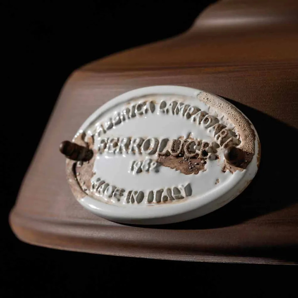 Lampa starožitný železa suspenze a keramický Teresa Ferroluce Viadurini