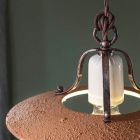 Závěsná lampa ze železa a ručně vyráběné surové keramiky - Bologna Viadurini