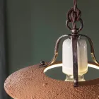 Závěsná lampa ze železa a ručně vyráběné surové keramiky - Bologna Viadurini