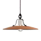 Závěsná lampa ze železa a ručně vyráběné surové keramiky - Bologna Viadurini