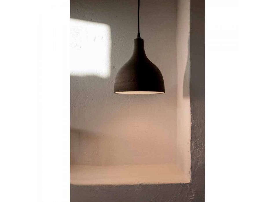 Závěsná lampa v antracitové kameniny a bílém smaltovaném interiéru - Edmondo Viadurini