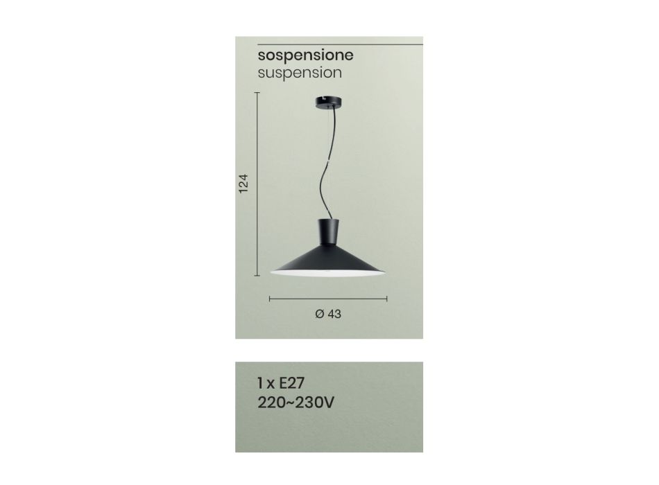 Průmyslový design barevné kovové závěsné svítidlo - Lunapop Viadurini