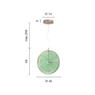 Závěsné svítidlo z kovu a skla zdobené soustřednými liniemi - Hackberry Viadurini