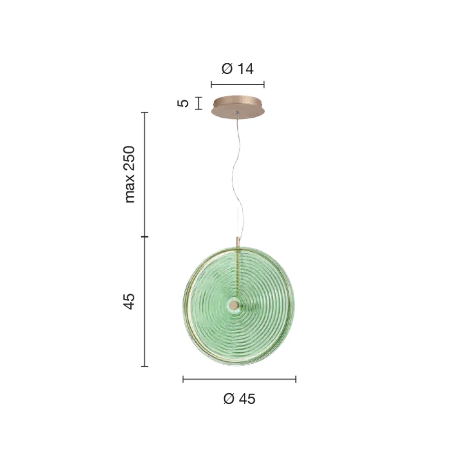 Závěsné svítidlo z kovu a skla zdobené soustřednými liniemi - Hackberry Viadurini