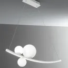 Závěsné svítidlo z lakovaného kovu a foukaného skla - Partridge Viadurini