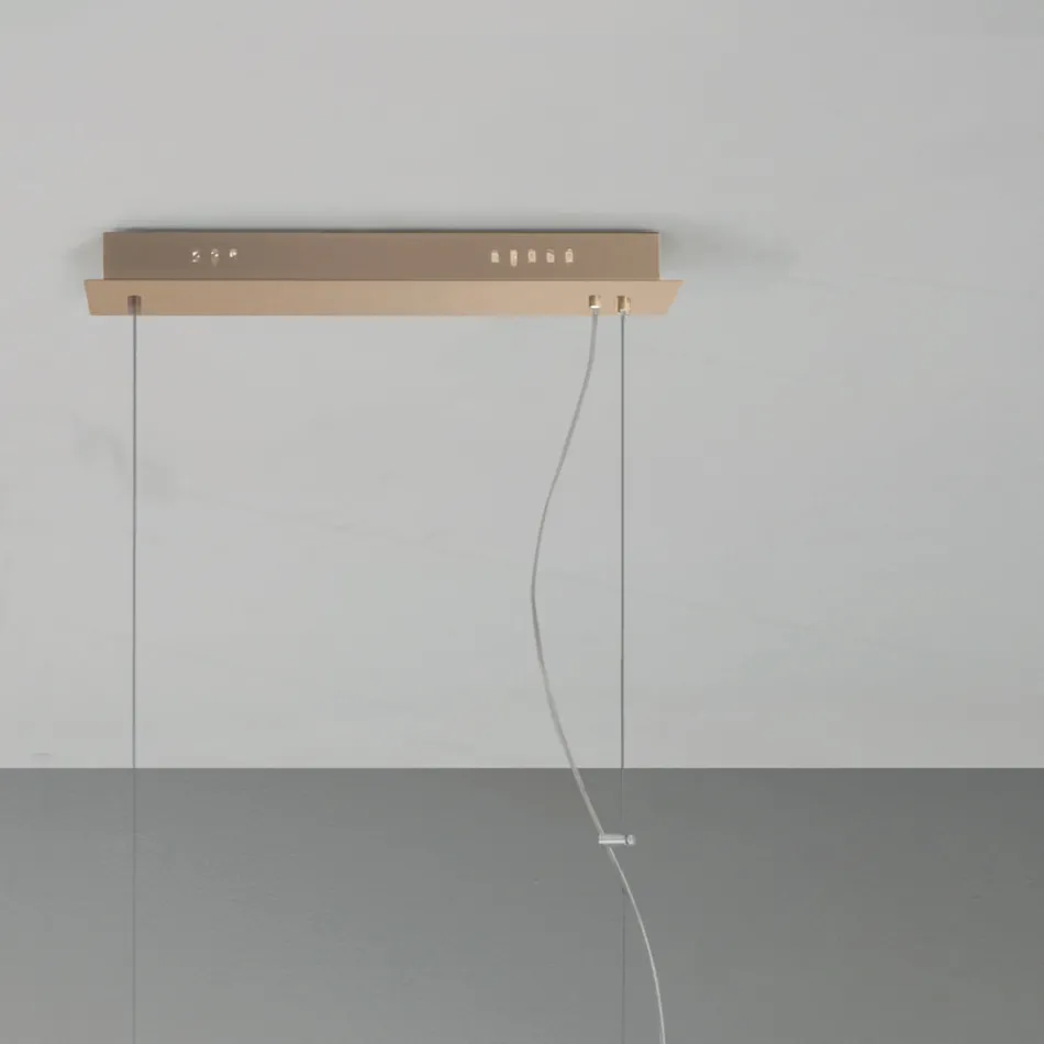 Závěsné svítidlo ze zlatého lakovaného kovu a foukaného skla - Birga Viadurini