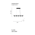 Závěsné svítidlo ze zlatého lakovaného kovu a foukaného skla - Birga Viadurini