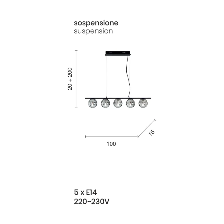 Závěsné svítidlo ze zlatého lakovaného kovu a foukaného skla - Birga Viadurini