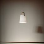 Závěsná lampa ze starožitné mosazi a skla Made in Italy - Dolci Viadurini