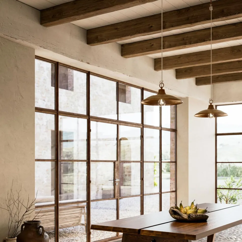 Závěsné svítidlo z mosazi a mědi Made in Italy - Snail Viadurini