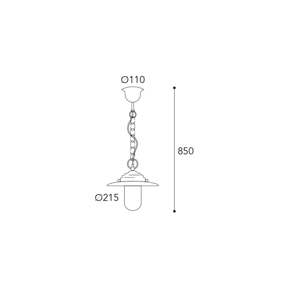 Závěsná lampa Elfico z mosazi, čirého skla a krytí IP44 Viadurini