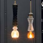 Závěsná lampa ze skla Murano se starožitnou dekorací vyrobené v Itálii - Missi Viadurini