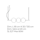 Závěsná lampa z ručně foukaného benátského skla 95 cm - Jupiter Viadurini