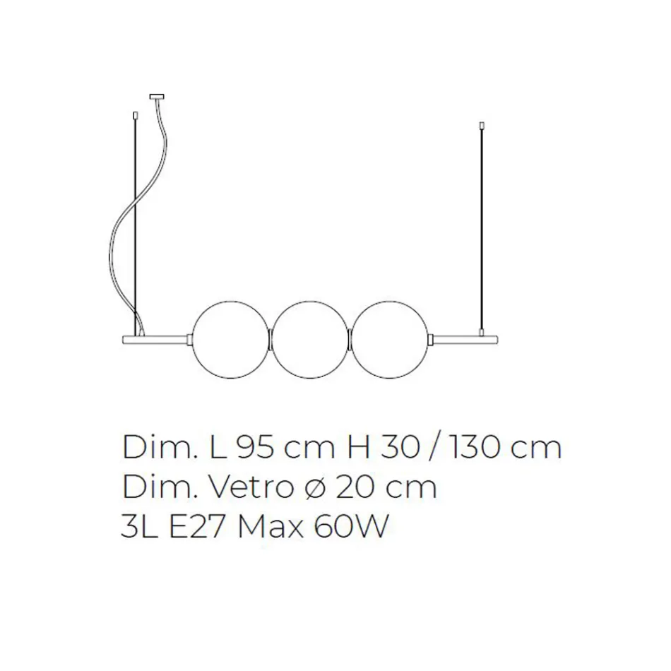 Závěsná lampa z ručně foukaného benátského skla 95 cm - Jupiter Viadurini