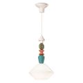 Závěsná lampa ze skla a barevné keramiky Made in Italy - Lariat