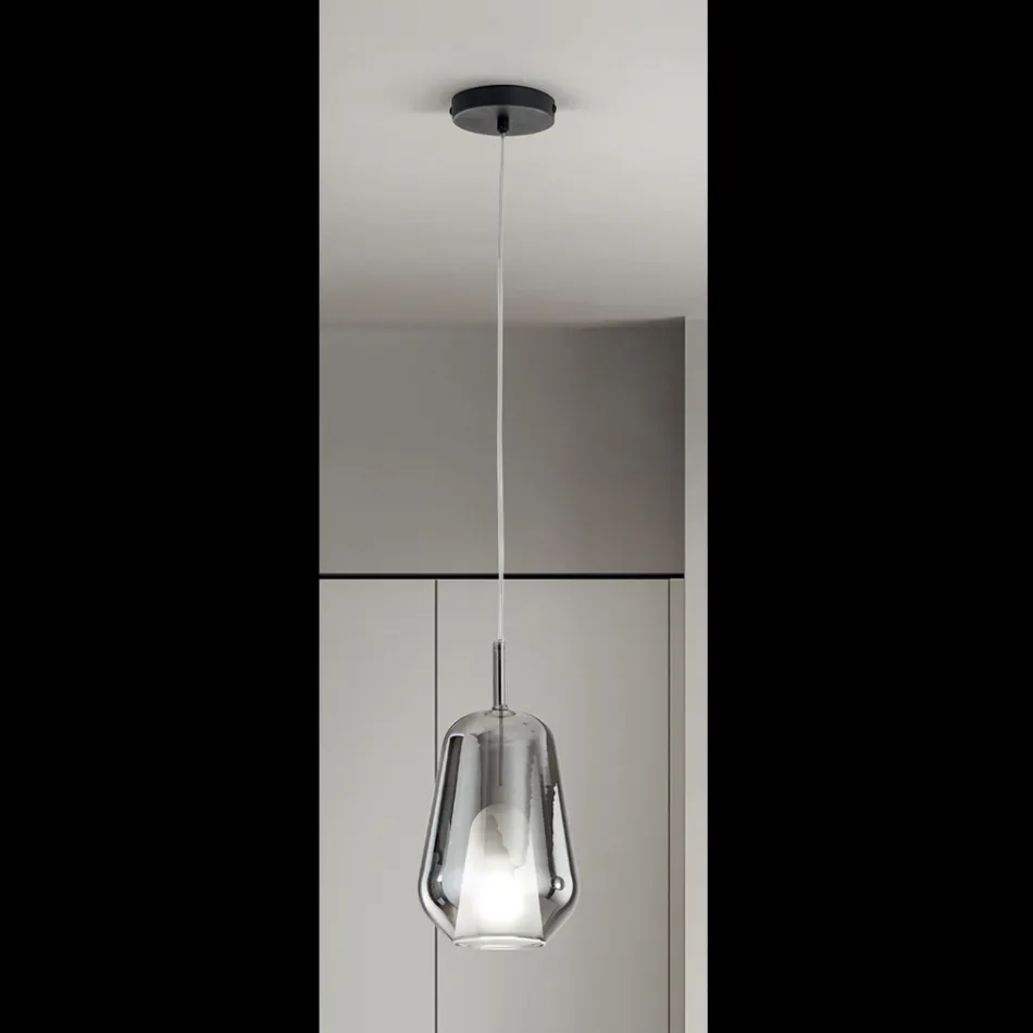 Závěsná lampa ze skla a průhledného drátu Made in Italy - Trilly Viadurini