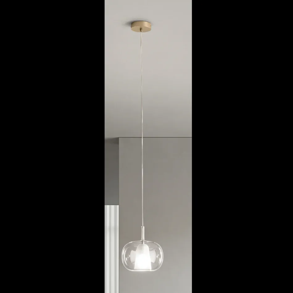 Dvouvrstvá závěsná lampa z foukaného skla Made in Italy - Trilly  Viadurini