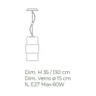 Závěsná lampa z ručně foukaného skla v Benátkách 15 cm - Satomi Viadurini