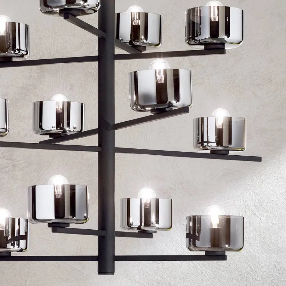 Závěsné svítidlo z foukaného skla s kovovou konstrukcí - andělské Viadurini