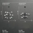 Závěsné svítidlo z foukaného skla s kovovou konstrukcí - andělské Viadurini