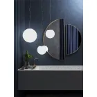 Ručně foukaná bílá závěsná lampa z benátského skla - Měsíc Viadurini