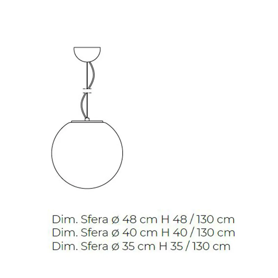 Ručně foukaná bílá závěsná lampa z benátského skla - Měsíc Viadurini