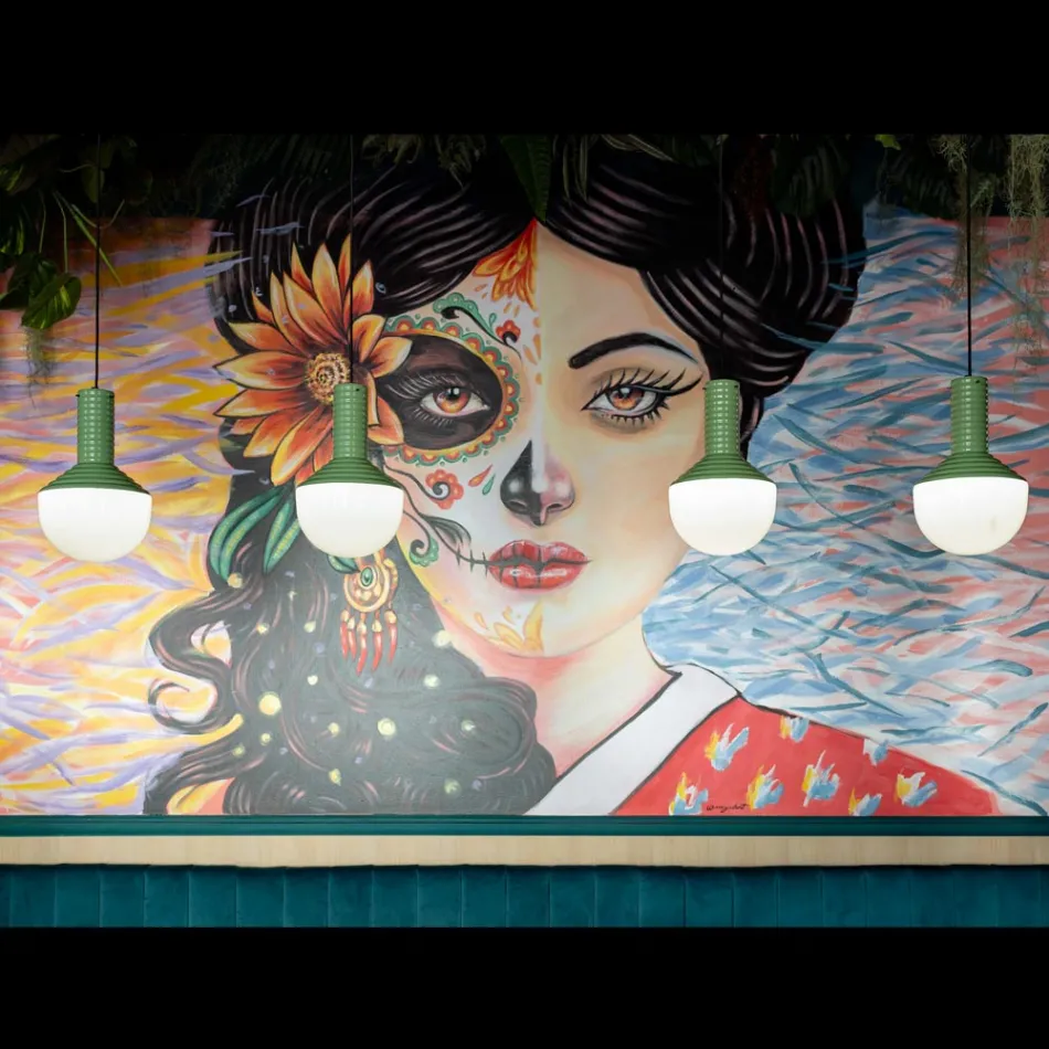 Závěsná lampa z malovaného skla Made in Italy - Selaron Viadurini