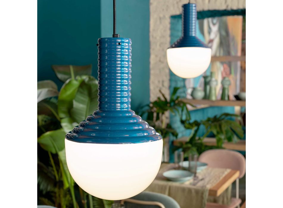 Závěsná lampa z malovaného skla Made in Italy - Selaron Viadurini