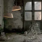 Závěsná lampa v bílém laminátu a kovovém elegantním designu - solární Viadurini