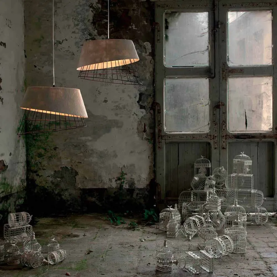 Závěsná lampa v bílém laminátu a kovovém elegantním designu - solární Viadurini