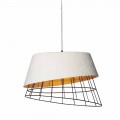 Závěsná lampa v bílém laminátu a kovovém elegantním designu - solární