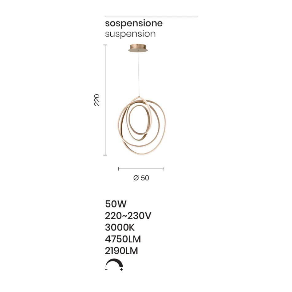 Velké nebo malé LED závěsné svítidlo v provedení Zlatý kov - Point Viadurini