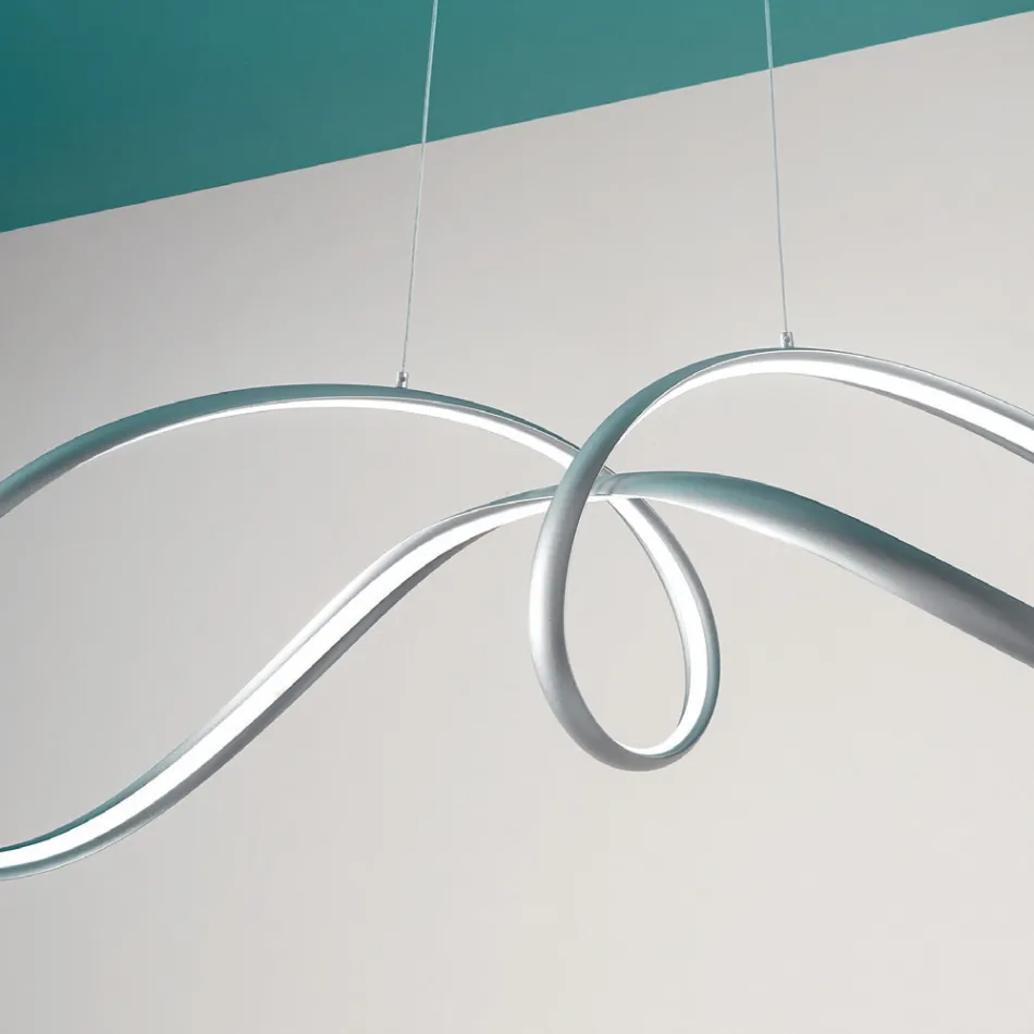 Závěsná LED lampa ve stříbrném kovu, 2 velikosti moderního designu - Lumino Viadurini