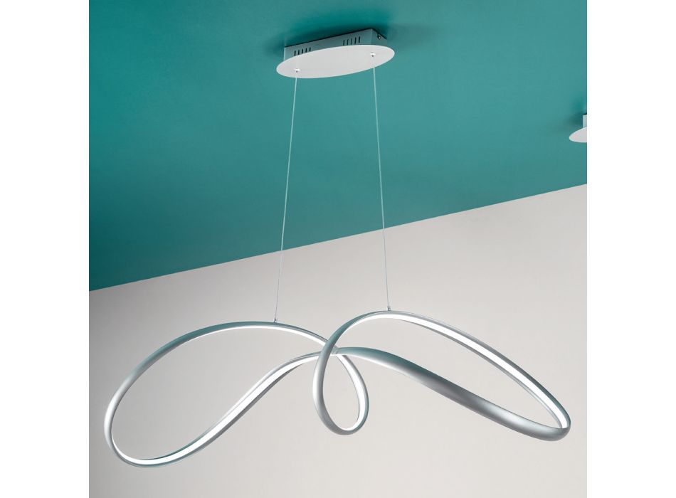 Závěsná LED lampa ve stříbrném kovu, 2 velikosti moderního designu - Lumino Viadurini