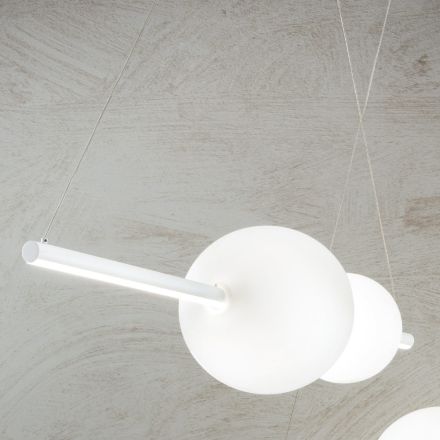 LED závěsné svítidlo v bílé, černé nebo zlaté barvě kovu a skla - Snidget Viadurini