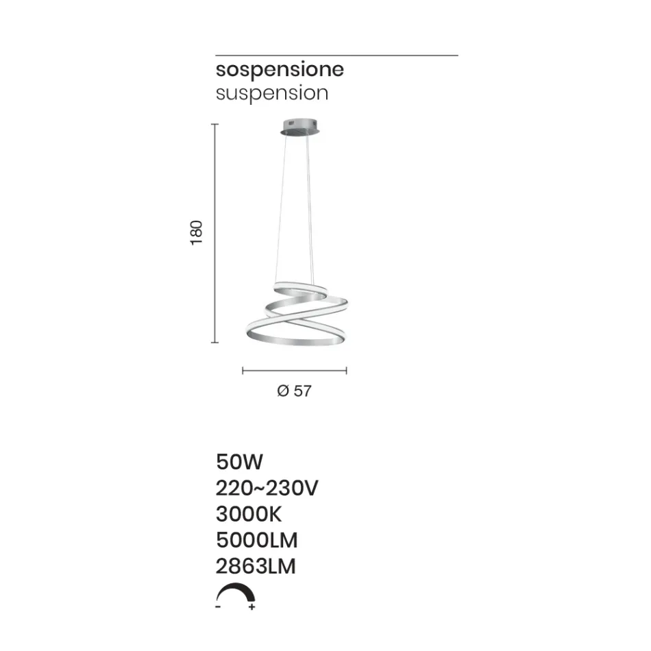 LED závěsné svítidlo v bílé nebo stříbrné barvě - Rivolta Viadurini