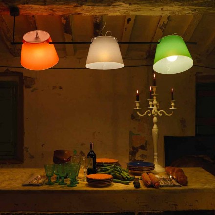 Současná závěsná lampa s 3 ocelovými světla, L.150xP.32cm, Gemma Viadurini
