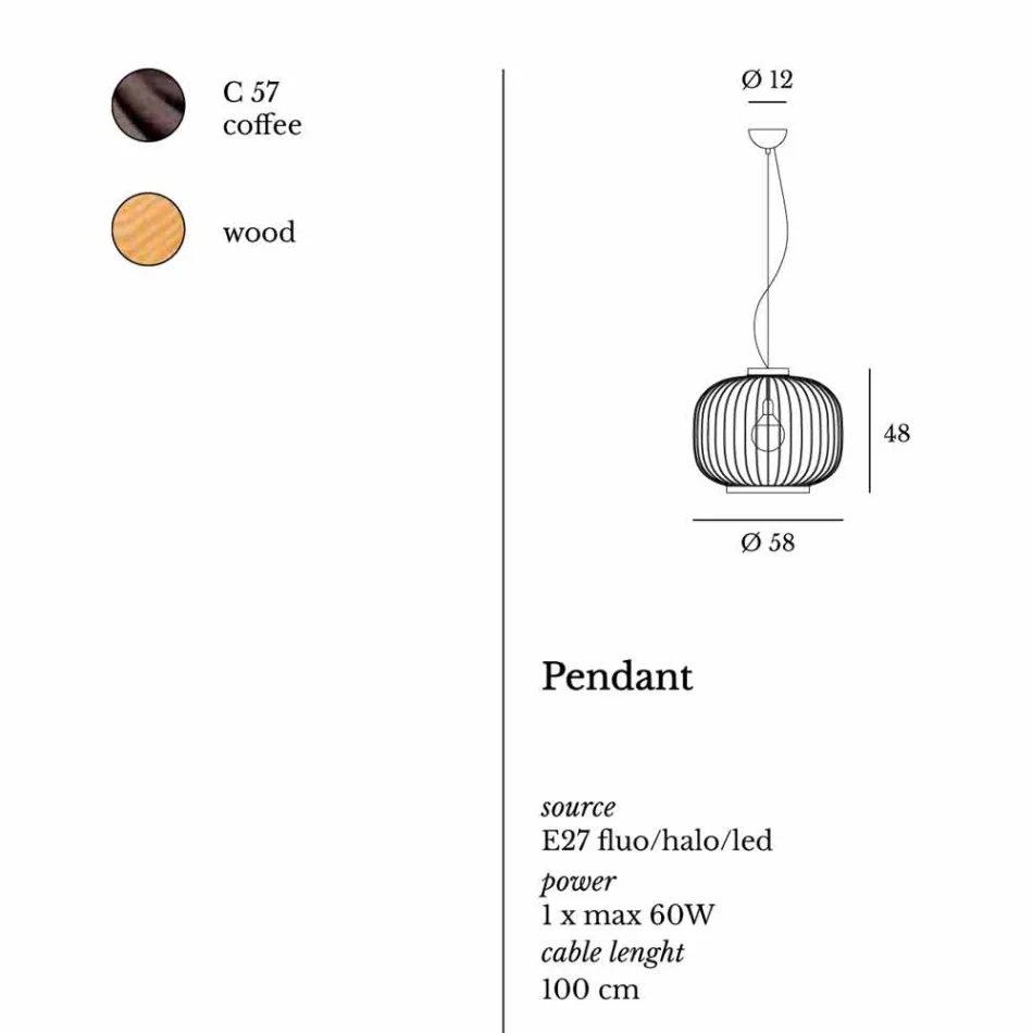 Současná závěsná lampa Steel Ø58xh.48xL.cavo100 cm Jana Viadurini
