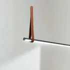 Horizontální závěsné svítidlo z kovu a detail z umělé kůže - cypřiš Viadurini