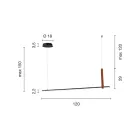 Horizontální závěsné svítidlo z kovu a ekokůže - cypřiš Viadurini