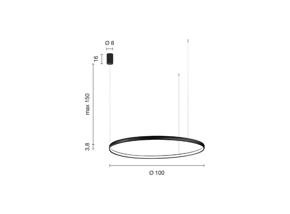 Kulaté horizontální závěsné svítidlo s nastavitelnými kabely na délku - kaštan Viadurini