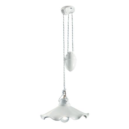 Závěsné svítidlo nahoru a dolů z vlnité lesklé keramiky - Belluno Viadurini