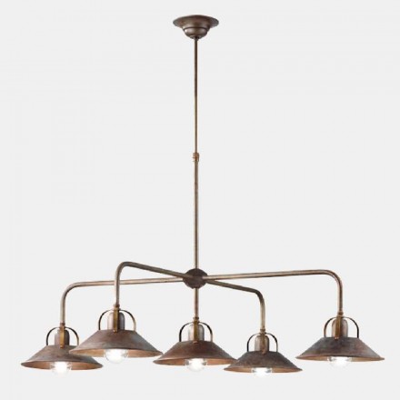 Závěsná lampa v retro designu s 5 světly v mosazi - Cascina od Il Fanale Viadurini