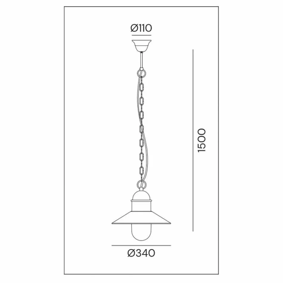 Vintage závěsná lampa z mosazi a mědi s řetězem - Borgo od Il Fanale Viadurini