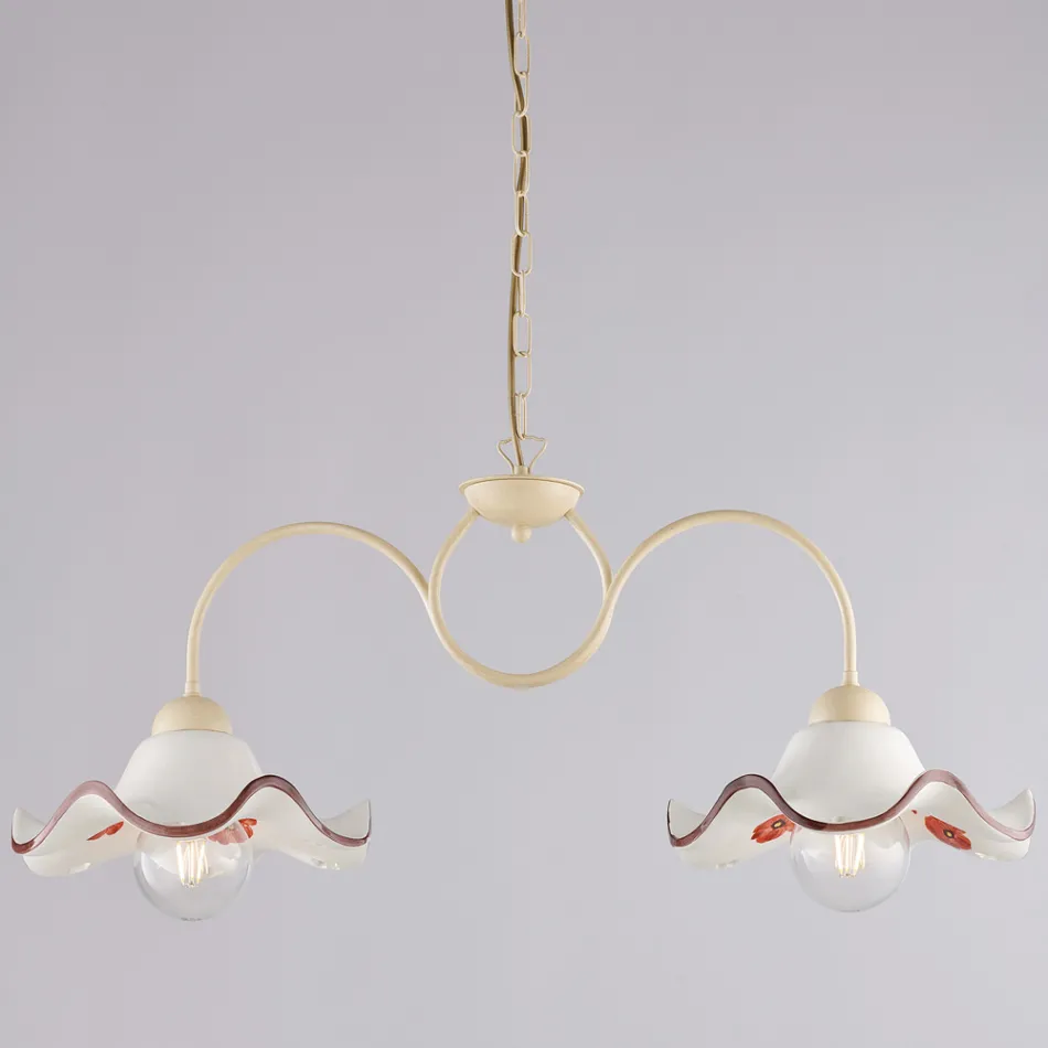 Ručně vyrobená skleněná a kovová lampa vyrobená v Itálii do obývacího pokoje a ložnice - Merope Viadurini