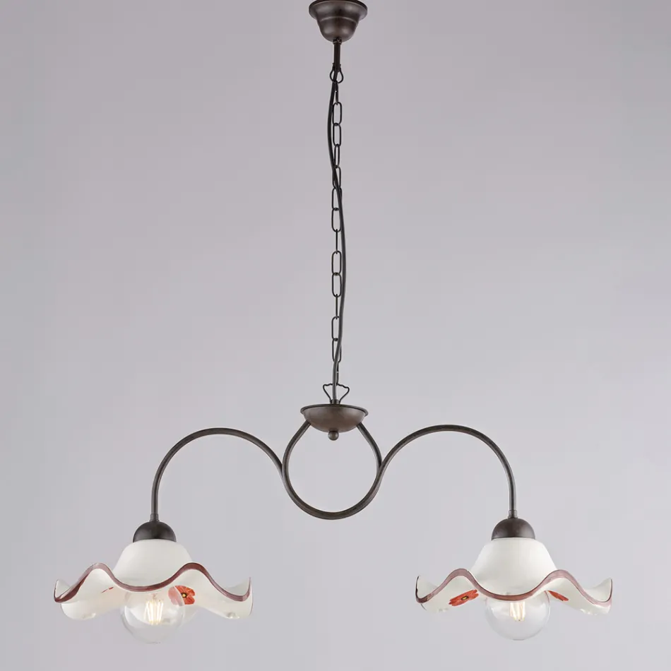 Ručně vyrobená skleněná a kovová lampa vyrobená v Itálii do obývacího pokoje a ložnice - Merope Viadurini