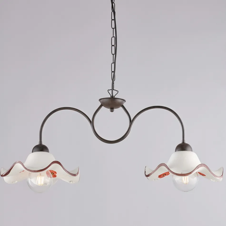 Ručně vyrobená skleněná a kovová lampa vyrobená v Itálii do obývacího pokoje a ložnice - Merope Viadurini