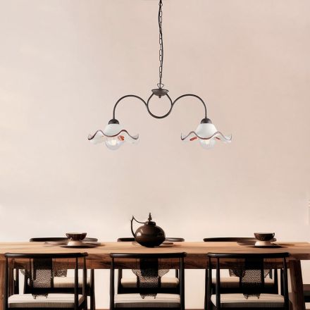 Ručně vyrobená skleněná a kovová lampa vyrobená v Itálii do obývacího pokoje a ložnice - Merope Viadurini