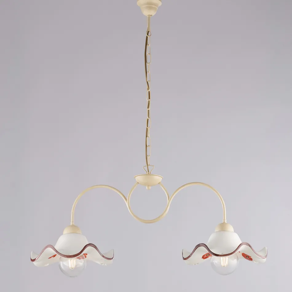 Ručně vyrobená skleněná a kovová lampa vyrobená v Itálii do obývacího pokoje a ložnice - Merope Viadurini