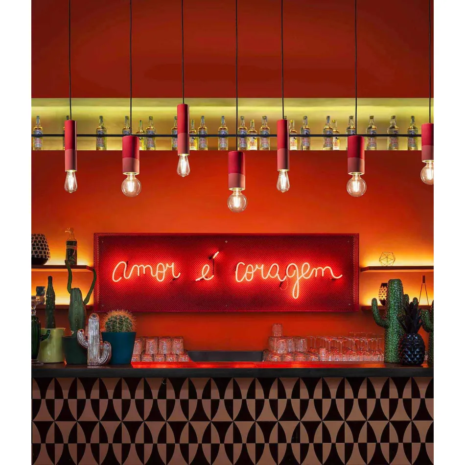 Válcová závěsná lampa barevná keramická Vyrobeno v Itálii - Ferroluce Pi Viadurini